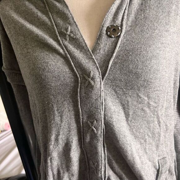 Michael stars button up grey cardigan sweater size 1 or 1X EUC - Picture 2 of 4